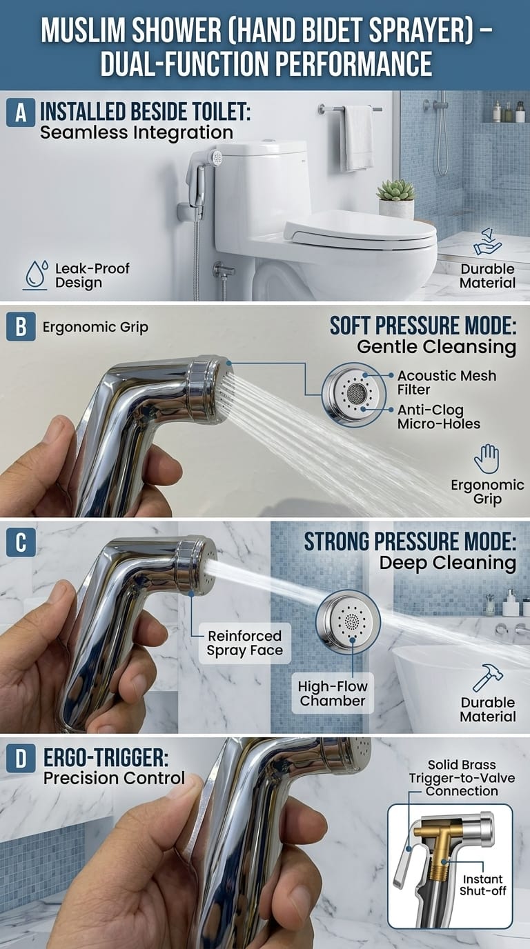 Premium Luxury Muslim Shower – High Pressure Hand Bidet Sprayer